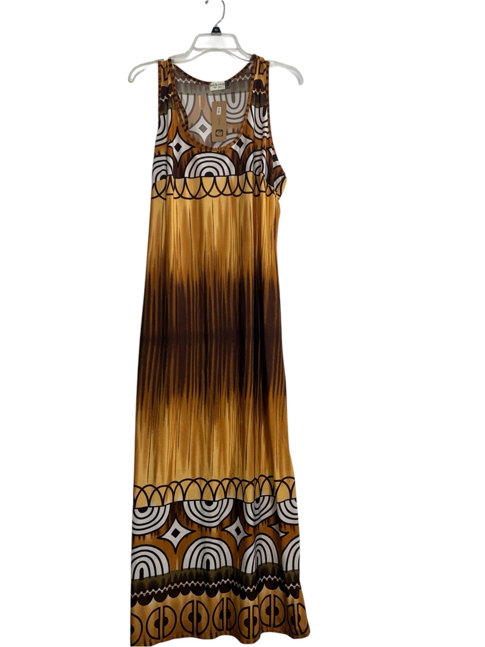 Jon & Anna Gold and Brown Patterned Sleeveless Maxi Dress